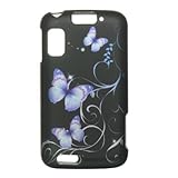 Black Purple Butterfly Crystal Rubber Touch Snap-On 2pcs Phone Protector Ha ....