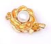 13mm 18K Yellow Gold Plated Round Rose shape Clip Box Clasp set with Freshwater pearl bead