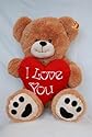 28" (70cm) Large Golden Brown Teddy Bear Holding a Red heart with "I Love You" inscribed on it