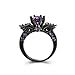 Zealmer Black Gun Gold Plated Round Cut Amethyst Purple CZ Cubic Zirconia Vintage Gothic Skull Ring 6