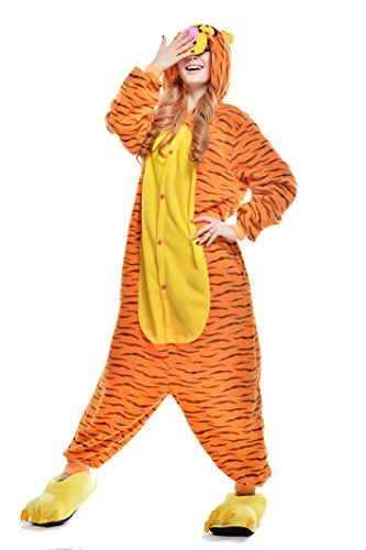 Newcosplay Unisex Jump Jump Tiger Pyjamas Halloween Onesie Costume