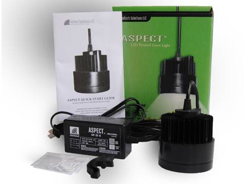 ASPECT 20W LED Pendant Decor Grow Light – Full Spectrum Warm White Light for Interior Design and Indoor Horticulture Herb Gardening – Interchangeable Lamp Shades – Black