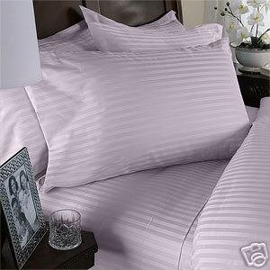 SOHO Egyptian cotton 600 Thread Count Sateen Stripe 4 Pc Comforter Set - Lavender Queen.