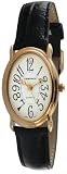 Timetech Women's 2666L Gold Tone Oval Leather Strap Watch
