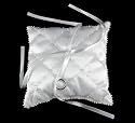Ivory sequin and beaded quilted square ring cushion with ribbon detail