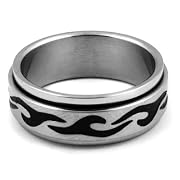 Tribal Wave Steel Spinner Ring