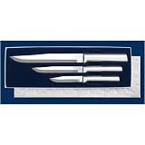 Rada Cutlery 3 Piece Housewarming Gift Set with Solid Cast Brushed Aluminum Handles, Boxed Knife Set, Made in USA