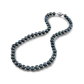 6.0-6.5mm Japanese Akoya Black Pearl Necklace - AAA Quality by The Pearl Source