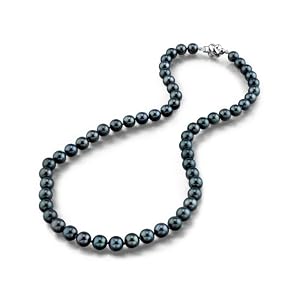 6.0-6.5mm Japanese Akoya Black Pearl Necklace - AAA Quality, 20 inch Matinee... by
