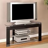 Glossy Silver and Black Plasma TV Stand