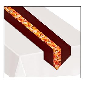 Buy Autumn Leaves Fabric Table Runner 12in. x 6ft. Pkg 1 by Beistle