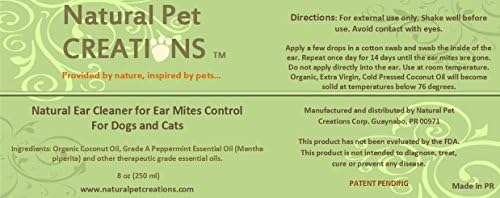 Natural Pet Creations Ear Cleaner for Mites Control 8oz