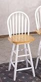 Natural/White Finish Wood Arrow Back Windsor Style 24"H Swivel Bar Stool