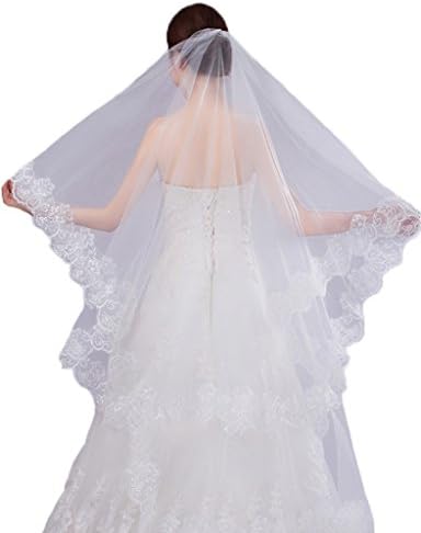 Dreambridal 2T Lace Edge 3 Meter Long Wedding Bridal Veil
