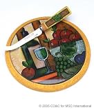 Wine Art Round Cheese Board and Knife by MSC