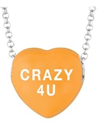 Sterling Silver 14mm Orange enamel Sweethearts CRAZY 4U Heart Pendant