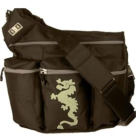 Diaper Dude Messenger Diaper Bag in Black - Dragon