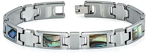 TNB380-TY0 Brushed Tungsten Carbide Bracelet with Abalone Shell Inlay