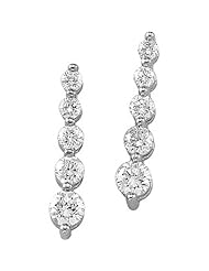 Pair of Platinum Diamond Journey Earrings - 2.15 Ct. -- LIFETIME WARRANTY