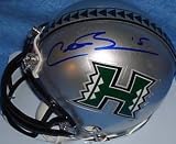 Colt Brennan autographed Hawaii mini helmet (Helmet=Green)