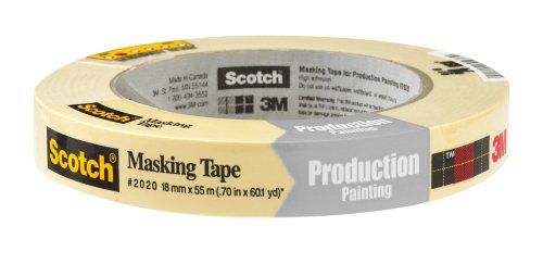 3M 2020 Scotch Masking Tape for Production Painting, 3/4-Inch x 60-Yard, 1-Pack