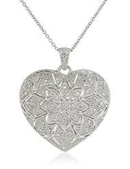 Sterling Silver Diamond Milgrain Heart Pendant Necklace (1/4 cttw, I-J Color, I2-I3 Clarity), 18"