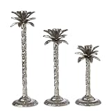 Andrea By Sadek Set Of 3 Nickel Palm Candlesticks