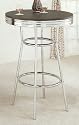 Bar Table in 50's Retro Nostalgic Soda Fountain Style with Chrome Plating and Black Formica Table Top