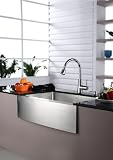 Kraus 16 gauge 30 Stainless Steel Farmhouse Kitchen Sink, Faucet and Dispenser Set - KHF200-30-KPF2220-KSD30CH