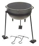 Bayou Classic CI-7418, 18-Gal. Cast Iron Jambalaya Pot, Tripod Stand, and 2 Lift Hooks
