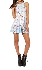 Summer Silk Pleated General Print Skater Dress 