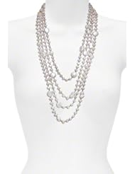 HinsonGayle "Celeste" Handwoven 4-Strand Handpicked Ultra-Iridescent White Cultured Pearl Necklace (Artisan Collection)