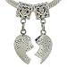 Big Sis and Lil Sis Sterling Silver Heart Bead Charms for European Bracelet