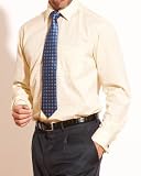 Savile Row Mens Yellow Blue Prince Of Wales Check Regular Fit Dress Shirt French Cuff
