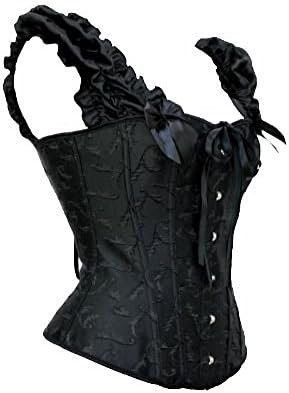 Princess Tight Lacing Overbust Bustier Corset Ruffle Shoulder Straps Party Dresses