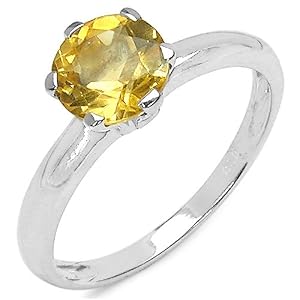1.40 Carat Genuine Citrine Sterling Silver Ring