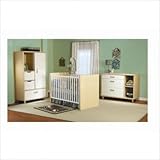 Milano Convertible Crib Nursery Set in Natural / White