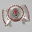 Sterling Silver and Coral Cuff Bracelet by Navajo Artist Alvin Vanderver, #10264