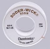 Chemtronics Soder-Wick, Rosin, Desoldering Braid, .030', 25'