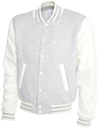 Internet Traders Men's Varsity Jacket Large Heather Grey/White