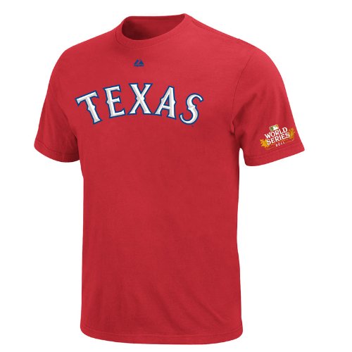 MLB Boys' Texas Rangers Josh Hamilton 2011 World Series Name & Number T-Shirt (Athletic Red, X-Large)