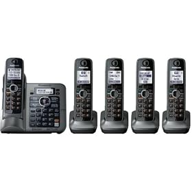 Panasonic KX-TG7645M DECT 6.0 Link-to-Cell via Bluetooth Cordless Phone with Anwering System, Metallic Gray, 5 Handsets