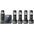 Panasonic KX-TG7645M DECT 6.0 Link-to-Cell via Bluetooth Cordless Phone with Anwering System, Metallic Gray, 5 Handsets