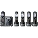 Panasonic KX-TG7645M DECT 6.0 Link-to-Cell via Bluetooth Cordless Phone with Anwering System, Metallic Gray, 5 Handsets