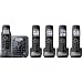 Panasonic KX-TG7645M DECT 6.0 Link-to-Cell via Bluetooth Cordless Phone with Anwering System, Metallic Gray, 5 Handsets