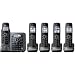 Panasonic KX-TG7645M DECT 6.0 Link-to-Cell via Bluetooth Cordless Phone with Anwering System, Metallic Gray, 5 Handsets