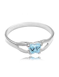 10k White Gold ChildS March Blue Green Cubic Zirconia Birthstone Ring - Bfly