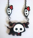 Lounge Fly Skelanimals * Glittered * Dax The Dog With Skull & Hearts Acrylic Stacked Necklace * 08 Newest Collection *