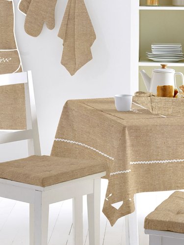 NAPPE RECTANGLE 140x240 cm CHALET BLANC LIN, Broderies Esprit Chalet
