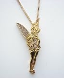 Disney Couture Gold Plated  Tinkerbell Hands On Hips  Necklace ! 08 Kidada Jones Newest Collection...